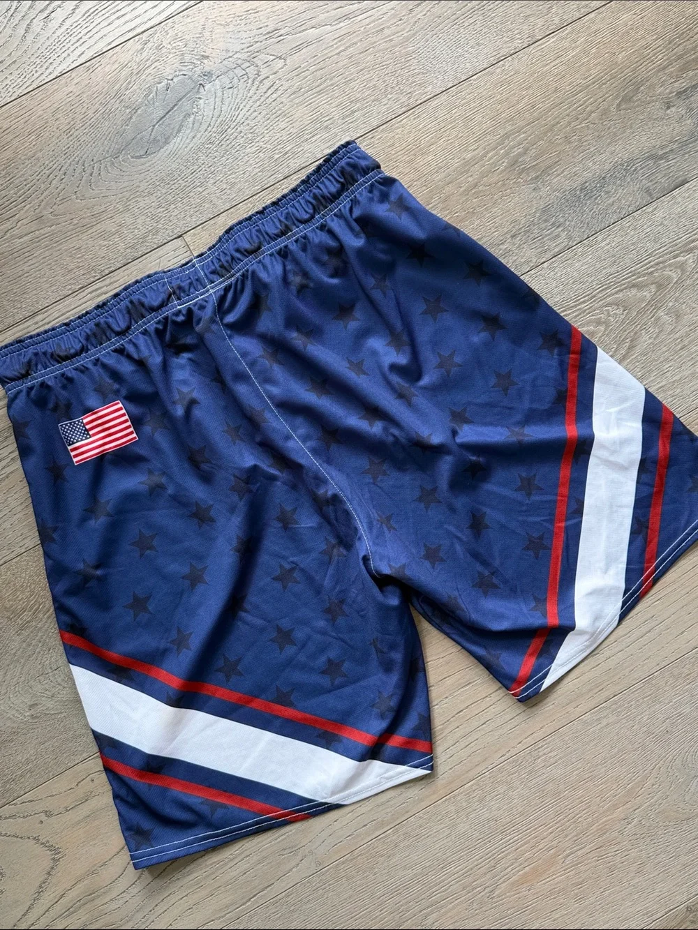 🥍 Mens Stars & Stripes USA Flag Lacrosse Unlimited LAX Athletic Shorts-Large